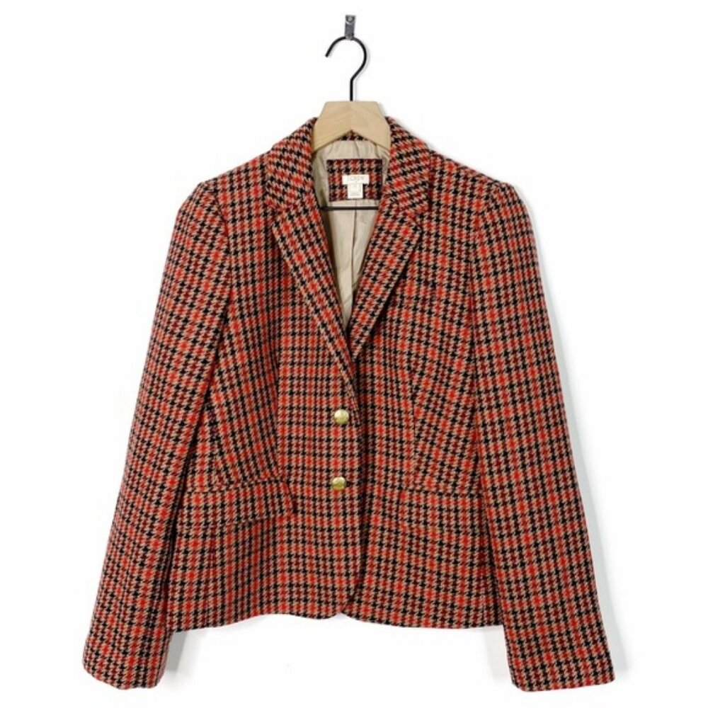 J. Crew Warm Tone Houndstooth Blazer Jacket 12
